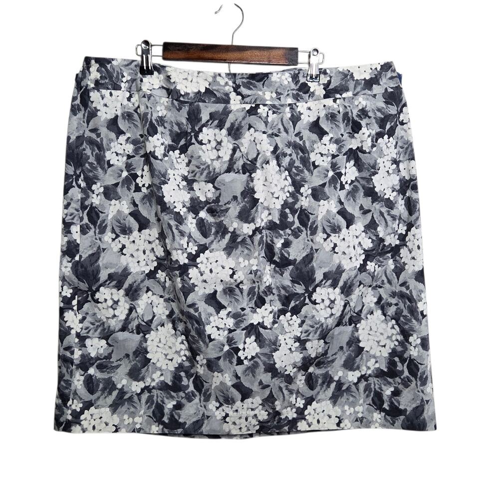 Talbots Womens Plus 22W Pencil Skirt Above the Knee Gray‎ Floral Career NWT